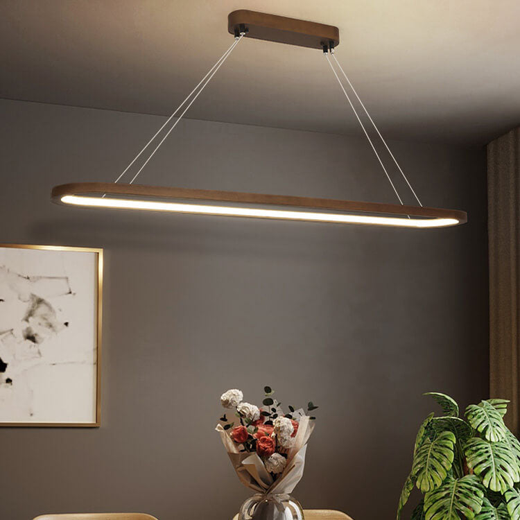 Modern Solid Wood Round LED Island Chandelier for Kitchen Dining Room