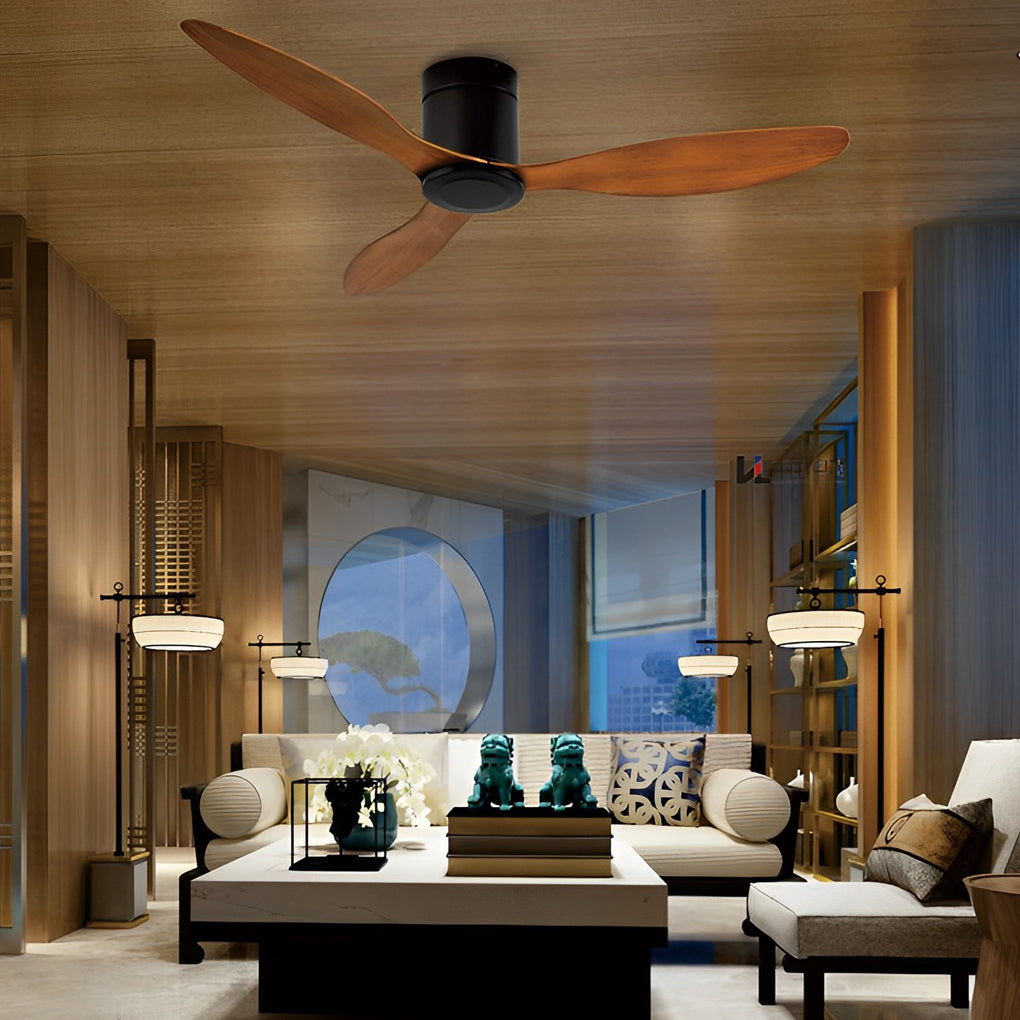 Modern White Ceiling Fan with 3 Blades, LED Lights, and Remote for Living Room