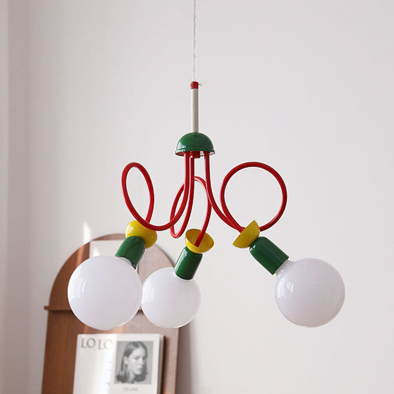 Scandinavian Black Orb Glass Chandelier, 2/3/5 Lights for Bedroom