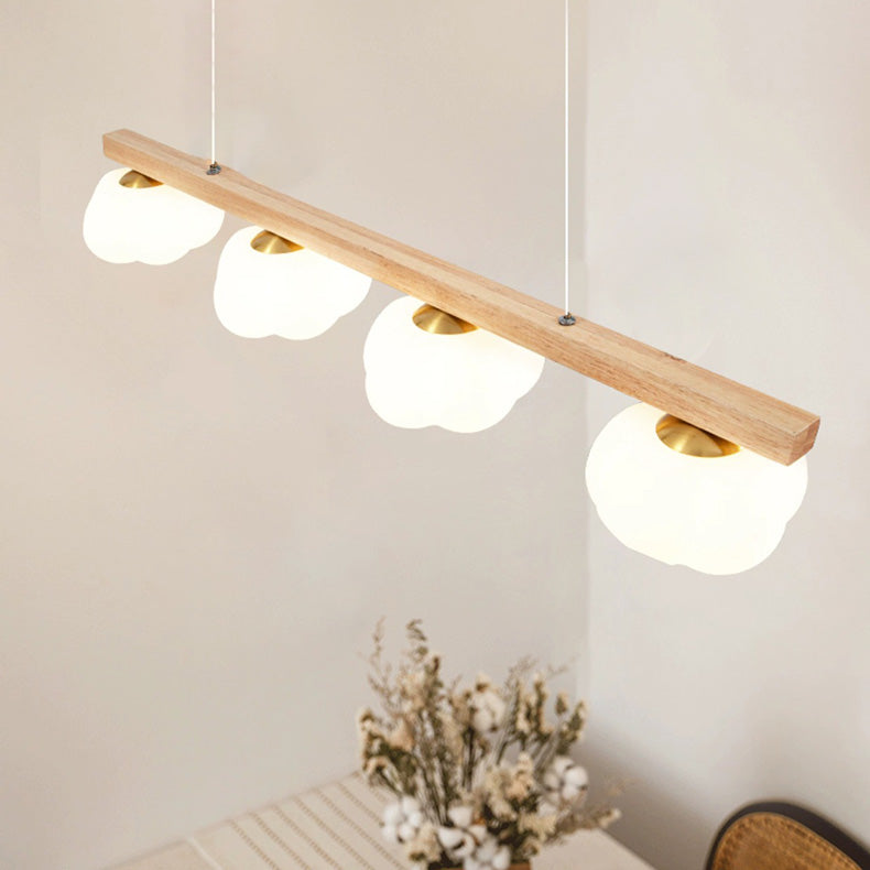 Rustic Japanese Wood Grain 4-Light Chandelier for Living Room & Island
