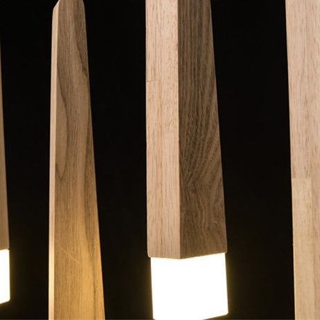 Rustic Square Wooden LED Chandelier for Dining Room Island Lighting