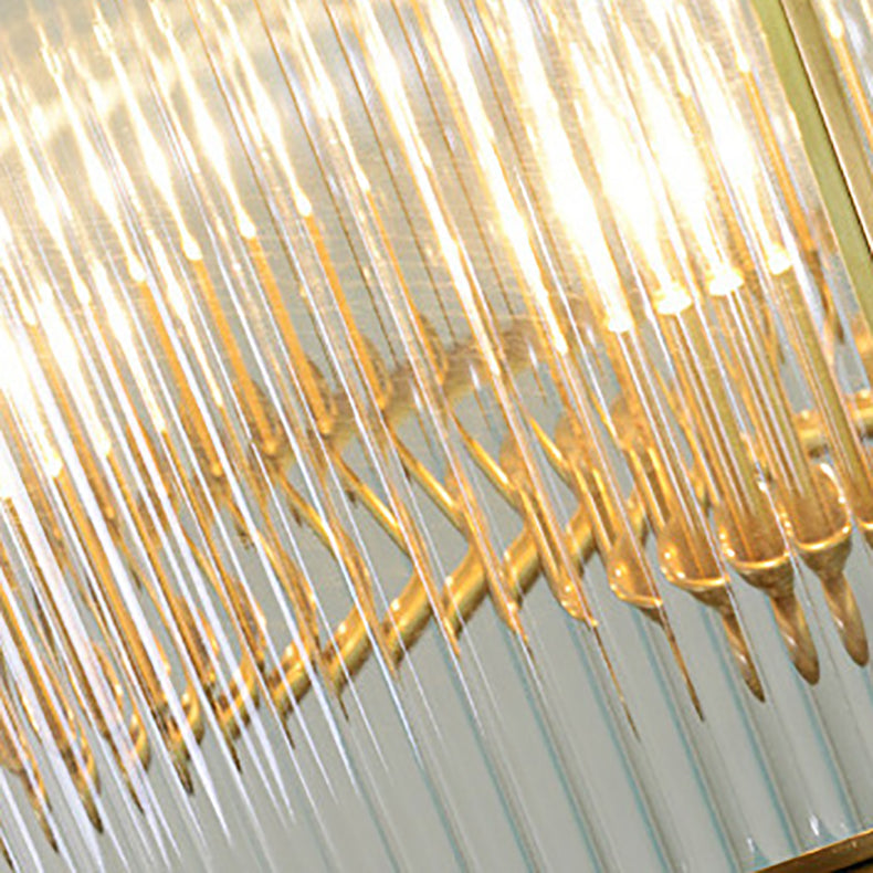 Modern Copper Glass Round Pinstripe Chandelier for Dining Room Lighting