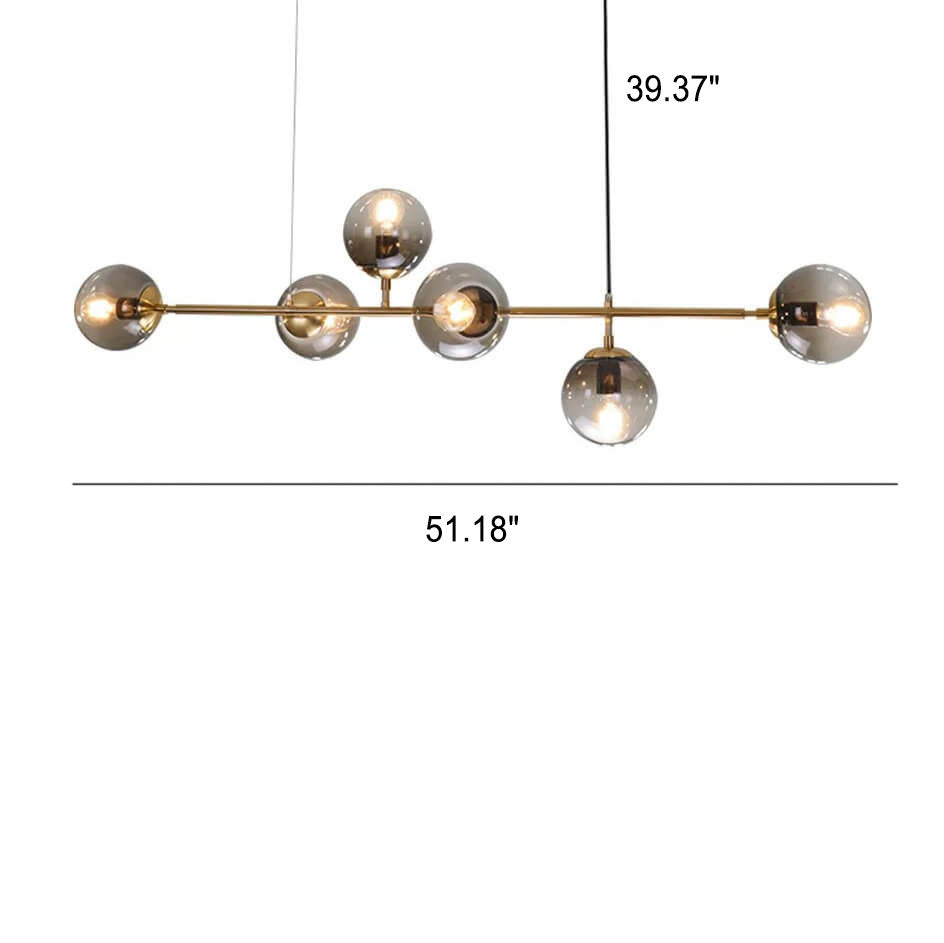 Vibrant Nordic Minimalist 6-Light Glass Orb Chandelier for Kitchen Island