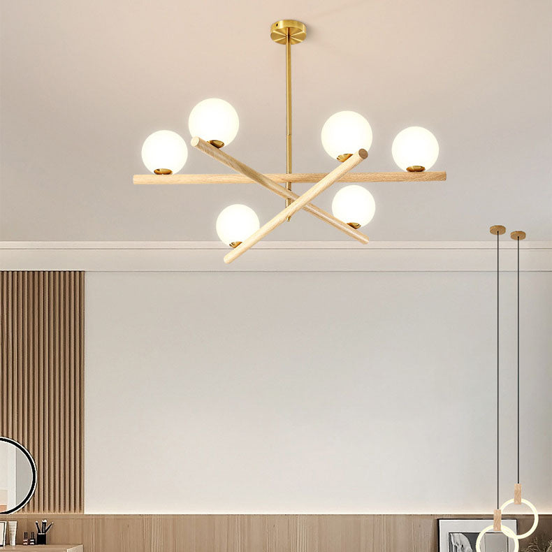 Modern Black Metal & Glass 6/9 Light Chandelier for Living Room
