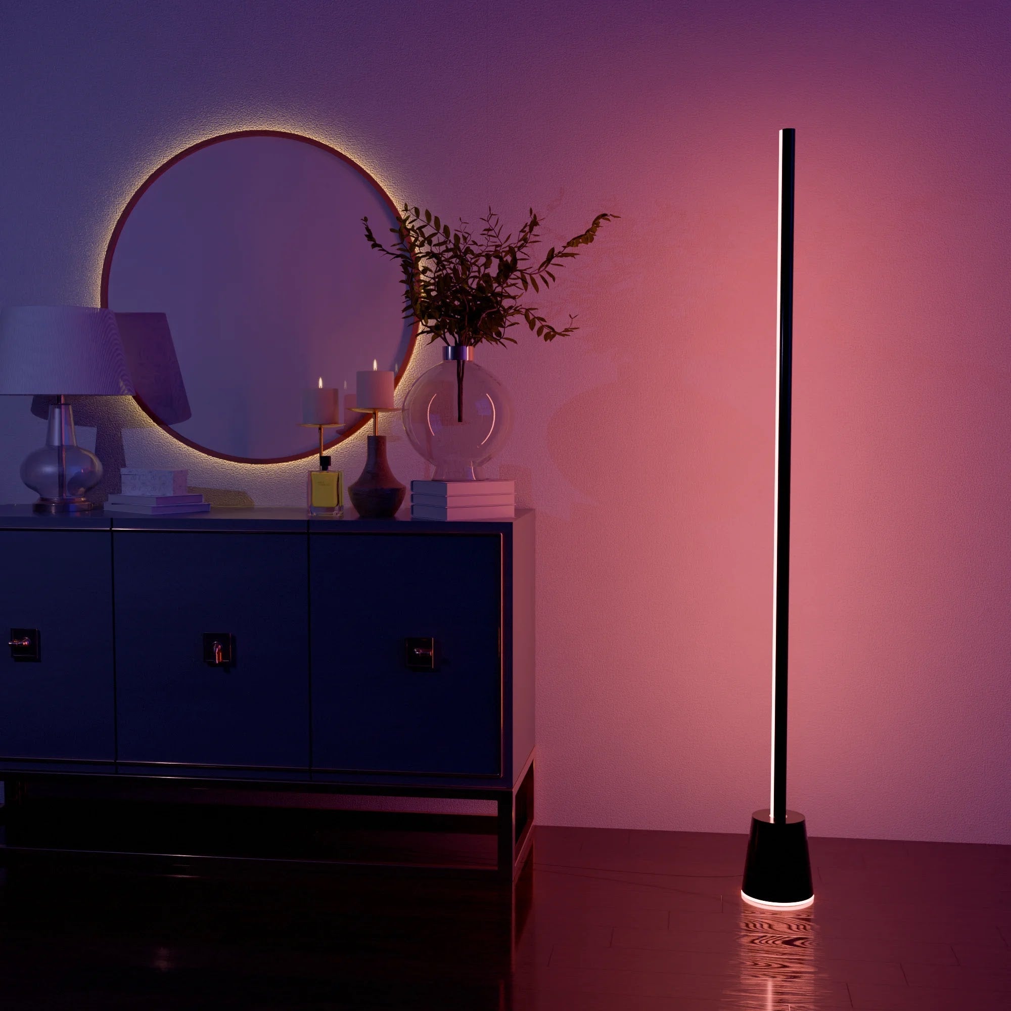 Modern White LED Floor Lamp with Adjustable Arm for Living Room Decor