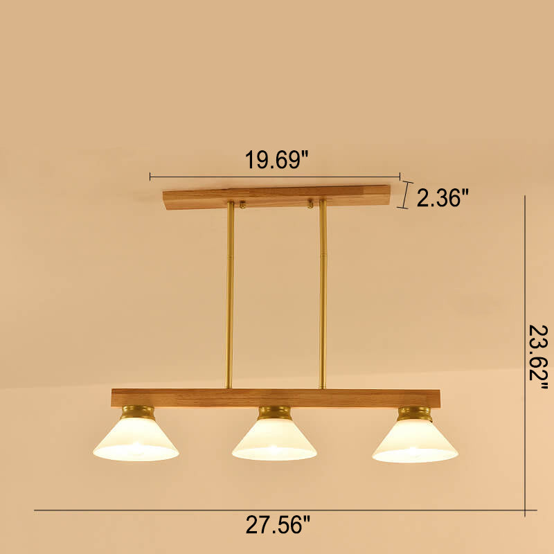 Nordic Pine Wood Cone Pendant Chandelier for Kitchen Island Lighting