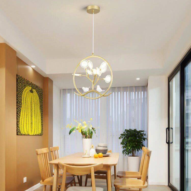 Nordic Metal 9-Light Circular Chandelier for Modern Living Room Decor