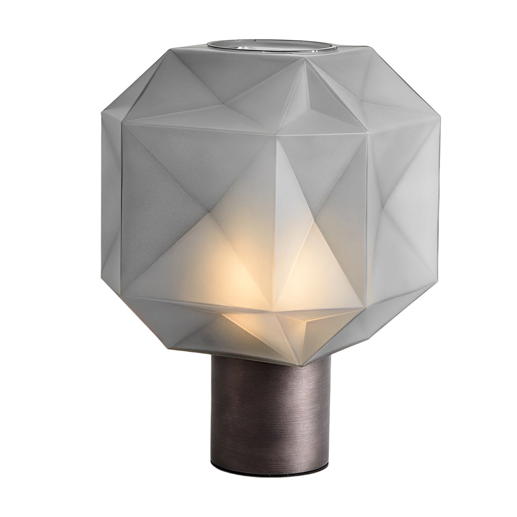 Modern Smoke Glass Orb Table Lamp with Cylinder Base for Living Room