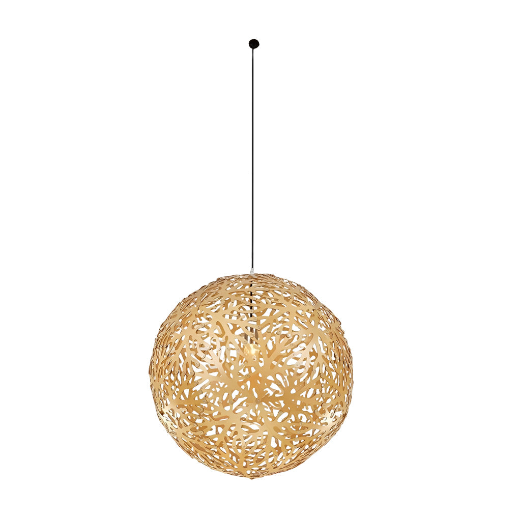 Modern White Basswood Hollowed Ball LED Chandelier for Living Room