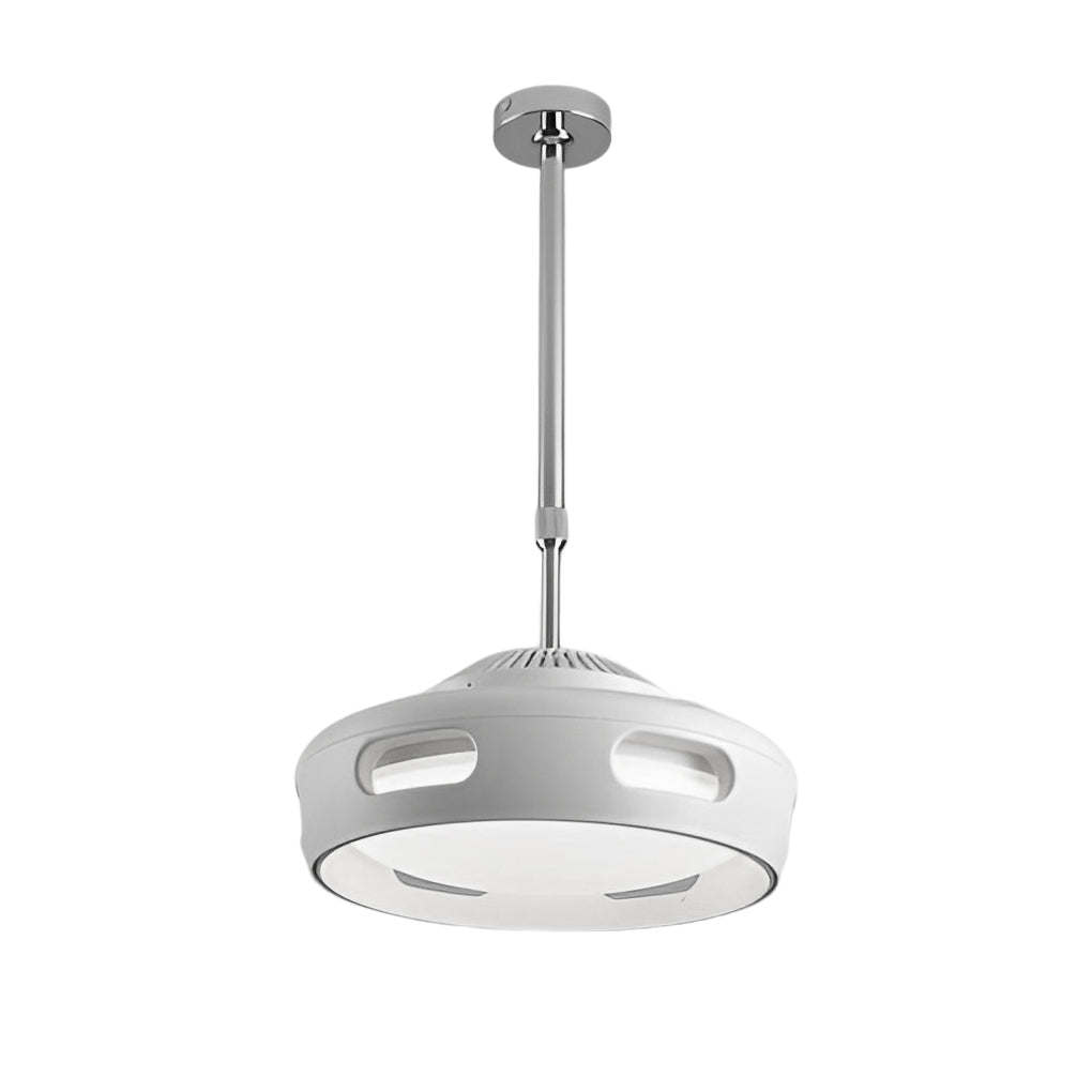 Contemporary White Bladeless Ceiling Fan with Stepless Dimming for Home