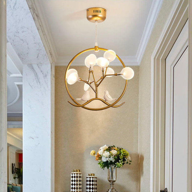 Nordic Metal 9-Light Circular Chandelier for Modern Living Room Decor