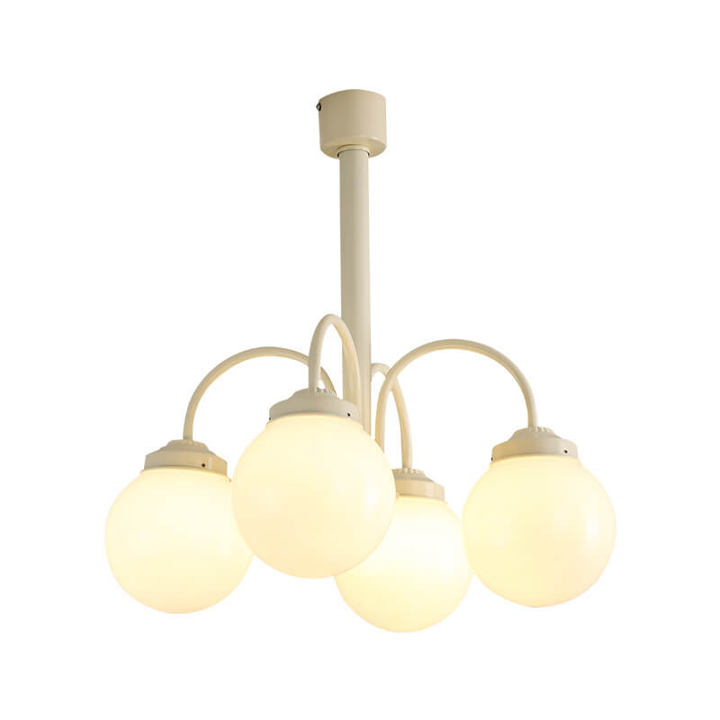 Retro Milky White Glass Orb Chandelier Fixture for Elegant Dining Spaces