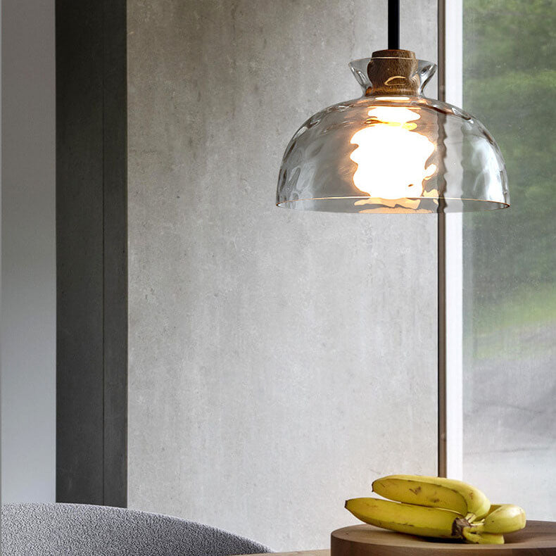 Scandinavian Clear Rippled Glass Pendant Light for Kitchen or Dining Room