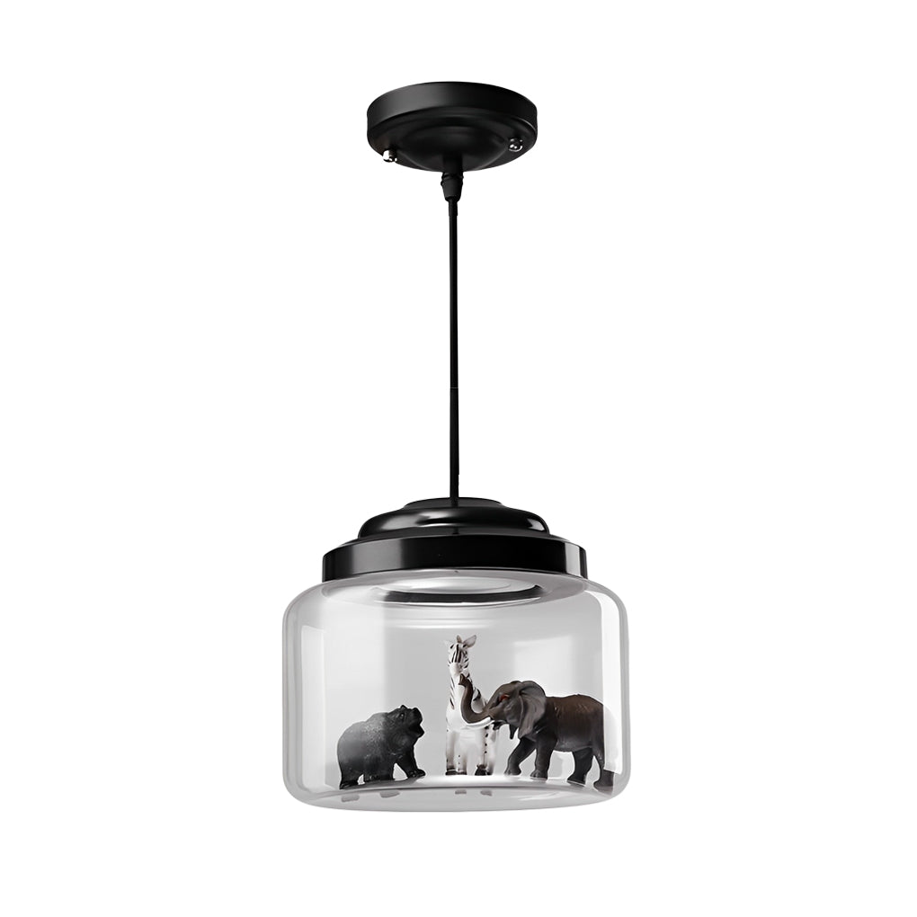 Contemporary Black Glass Jar LED Pendant Light for Modern Home Decor