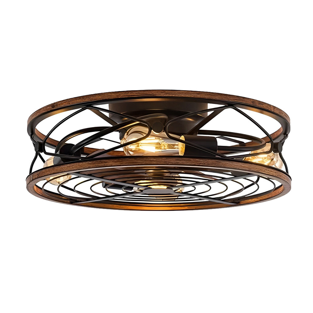 Antique Copper Bladeless Ceiling Fan Lamp for Industrial Home Decor