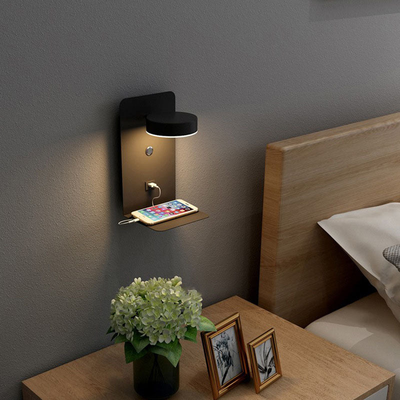 Contemporary Black Iron Square LED Wall Sconce Lamp for Bedroom & Hallway