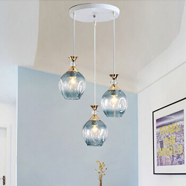Nordic Gradient Glass Orb 1/3 Light Chandelier for Modern Living Room