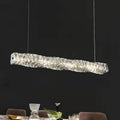 Sleek Silver Linear Crystal LED Chandelier Pendant for Dining Room Decor