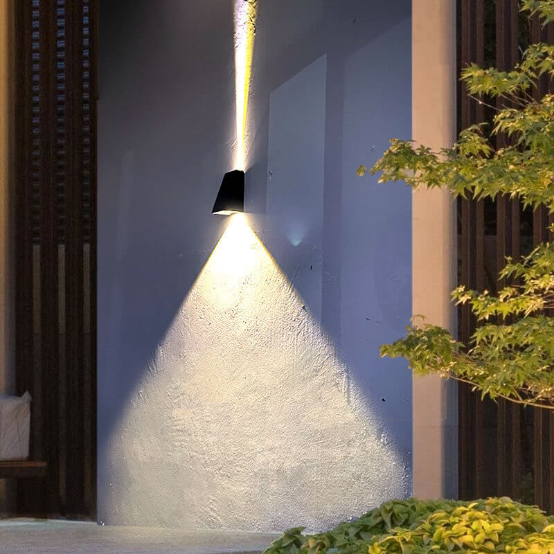 Waterproof LED Wall Sconce Lamp - Modern Solar Trapezoid Design for Outdoor