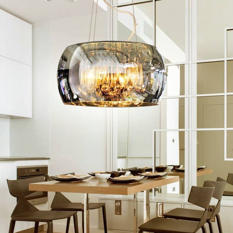 Modern Clear Glass Crystal Pendant Chandelier for Dining Room & Living Room