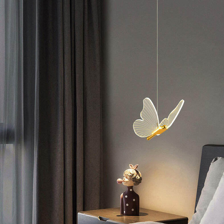 Sleek Clear Acrylic Butterfly LED Pendant Light for Modern Home Decor