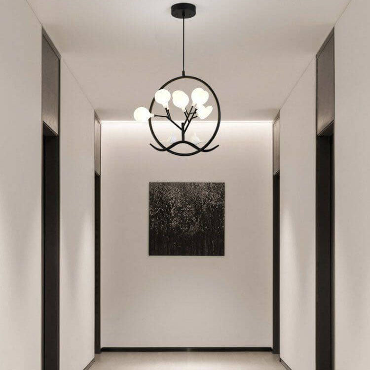 Nordic Metal 9-Light Circular Chandelier for Modern Living Room Decor