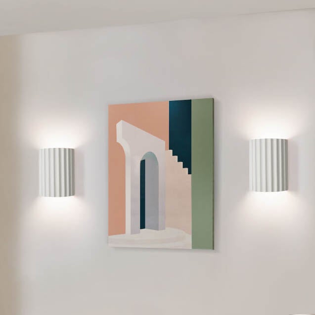 Macaron Pink Resin Striped Half Cylinder Wall Sconce for Contemporary Decor