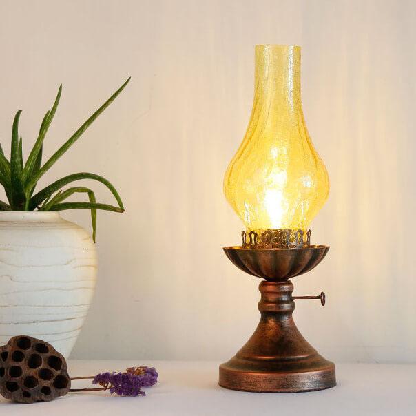 Antique Brass Kerosene Table Lamp - Vintage Light for Home Decor