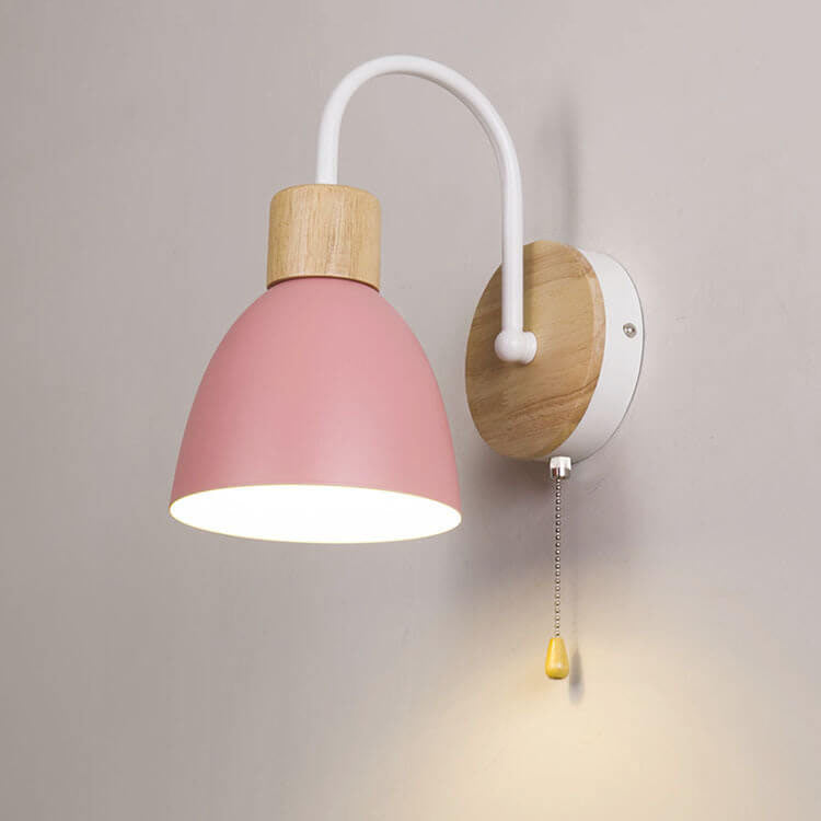 Elegant Nordic Style 1-Light Wall Sconce with Zipper Switch for Bedroom