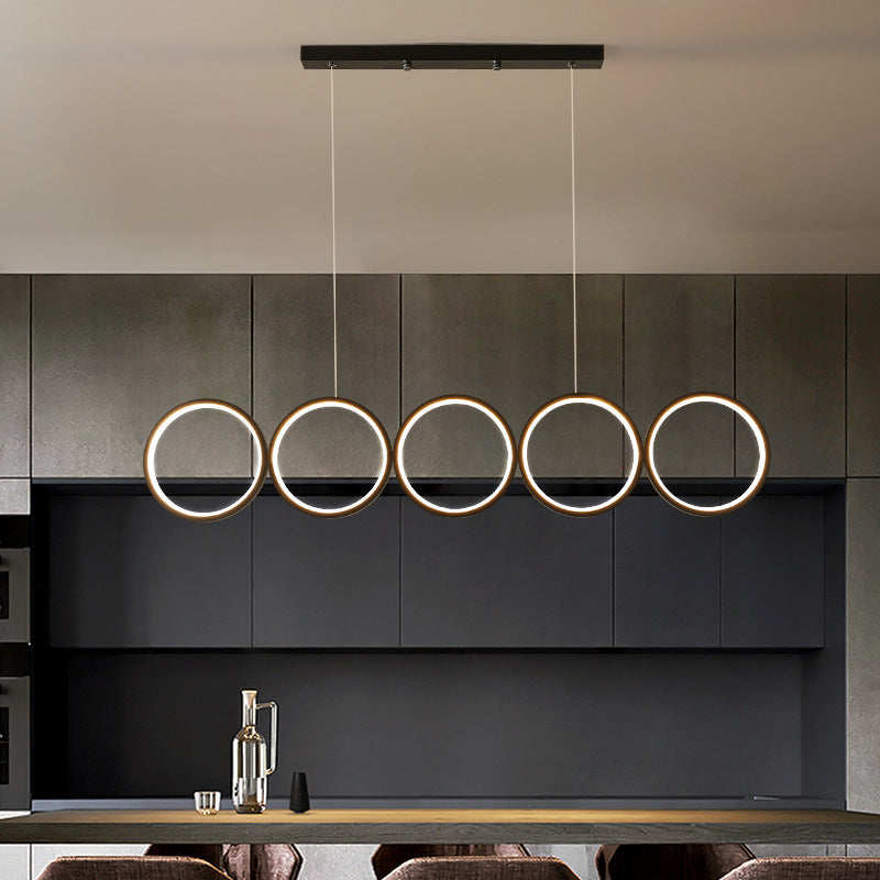 Elegant Nordic Iron & Acrylic 5-Circle LED Chandelier for Modern Spaces