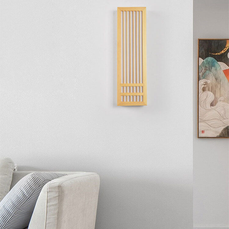 Contemporary White Wood and Acrylic Rectangular LED Wall Sconce for Living Room