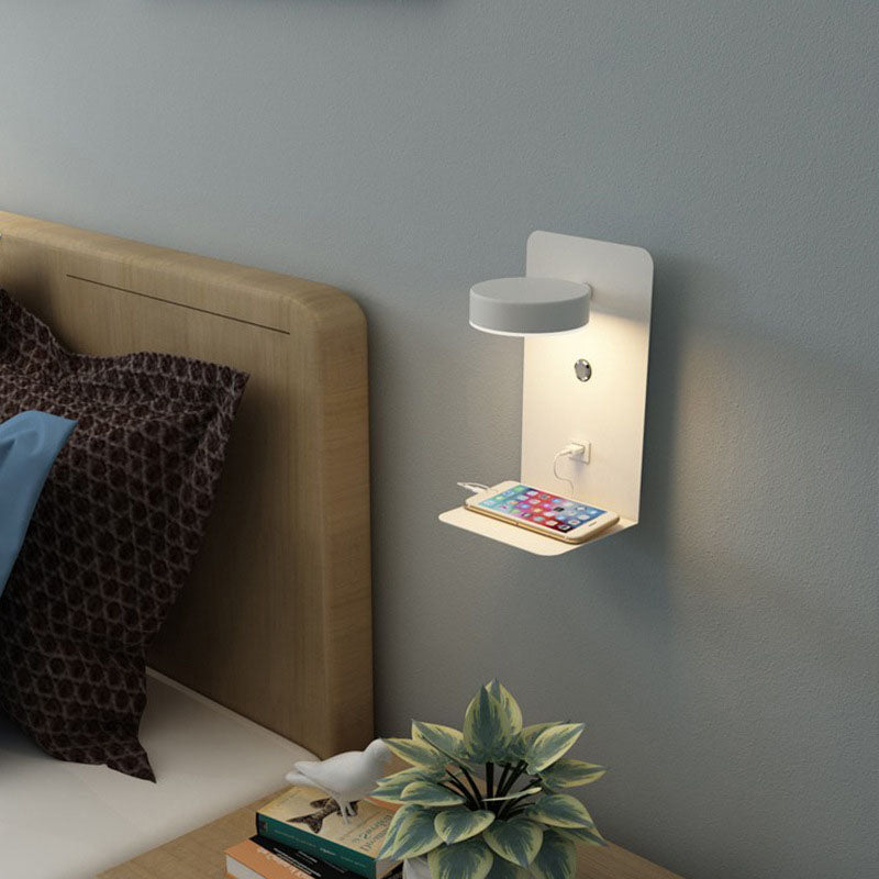 Contemporary Black Iron Square LED Wall Sconce Lamp for Bedroom & Hallway