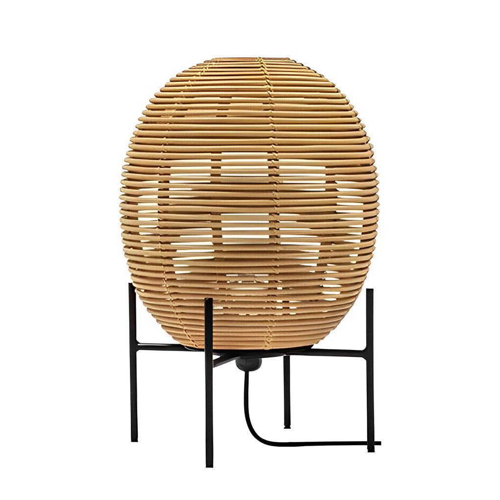 Rustic Bohemian Rattan and Metal Floor Lamp for Living Room Bedroom