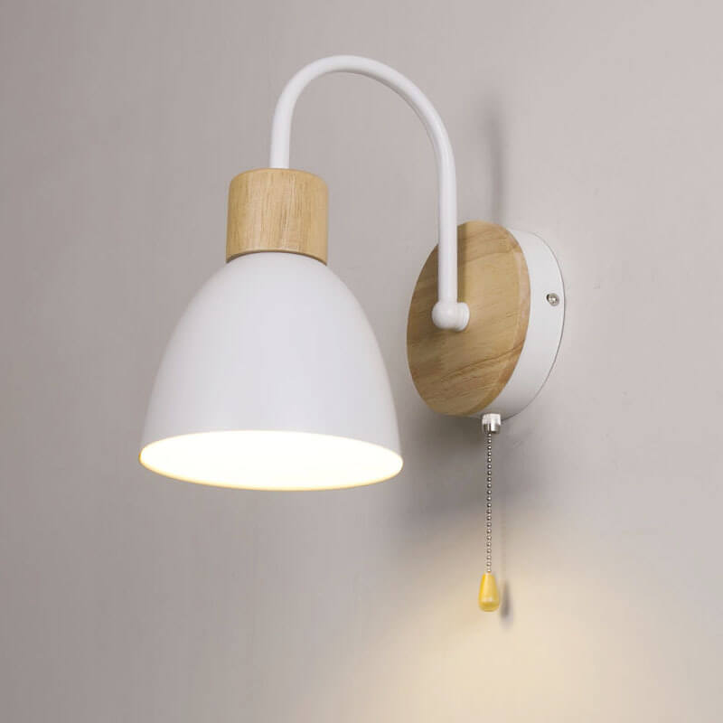 Elegant Nordic Style 1-Light Wall Sconce with Zipper Switch for Bedroom