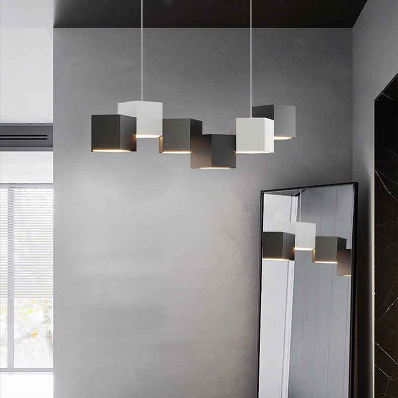 Stylish Multi-Color Geometric Iron LED Macaron Chandelier for Living Room