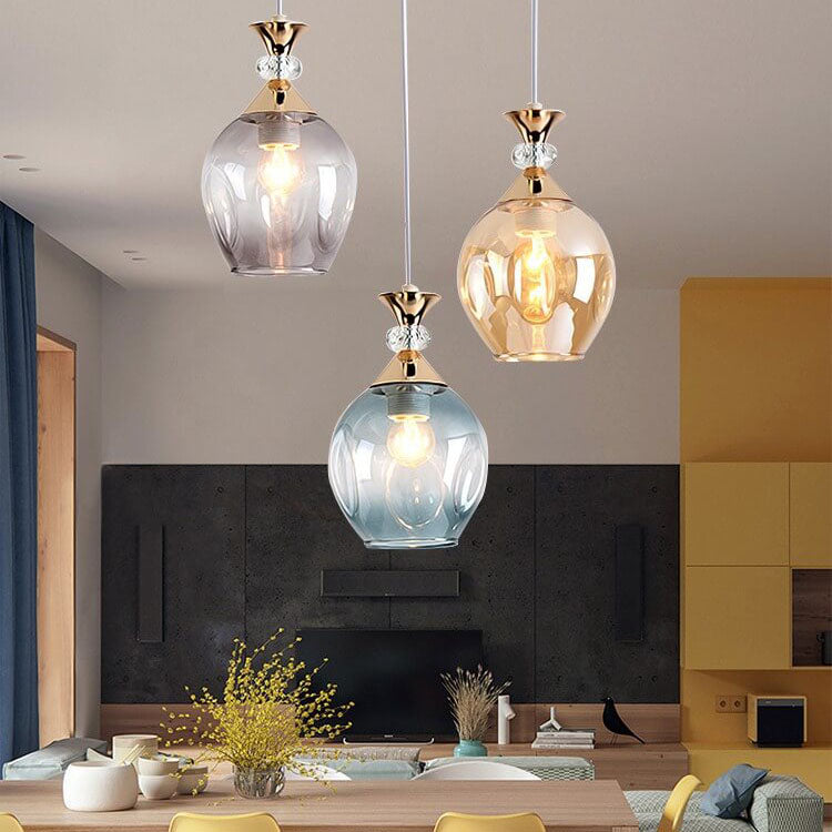 Nordic Gradient Glass Orb 1/3 Light Chandelier for Modern Living Room