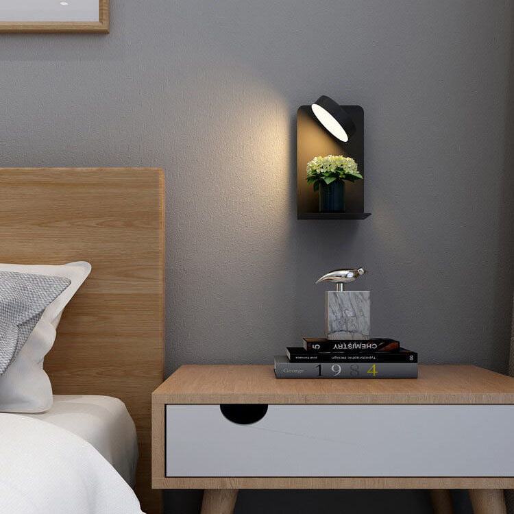 Contemporary Black Iron Square LED Wall Sconce Lamp for Bedroom & Hallway
