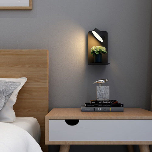 Contemporary Black Iron Square LED Wall Sconce Lamp for Bedroom & Hallway