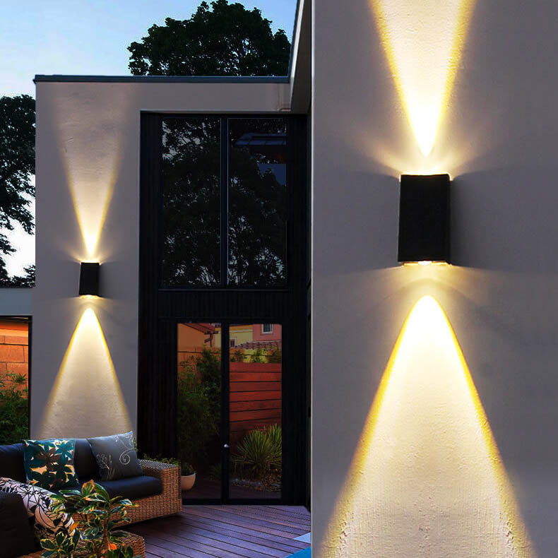 Waterproof LED Wall Sconce Lamp - Modern Solar Trapezoid Design for Outdoor