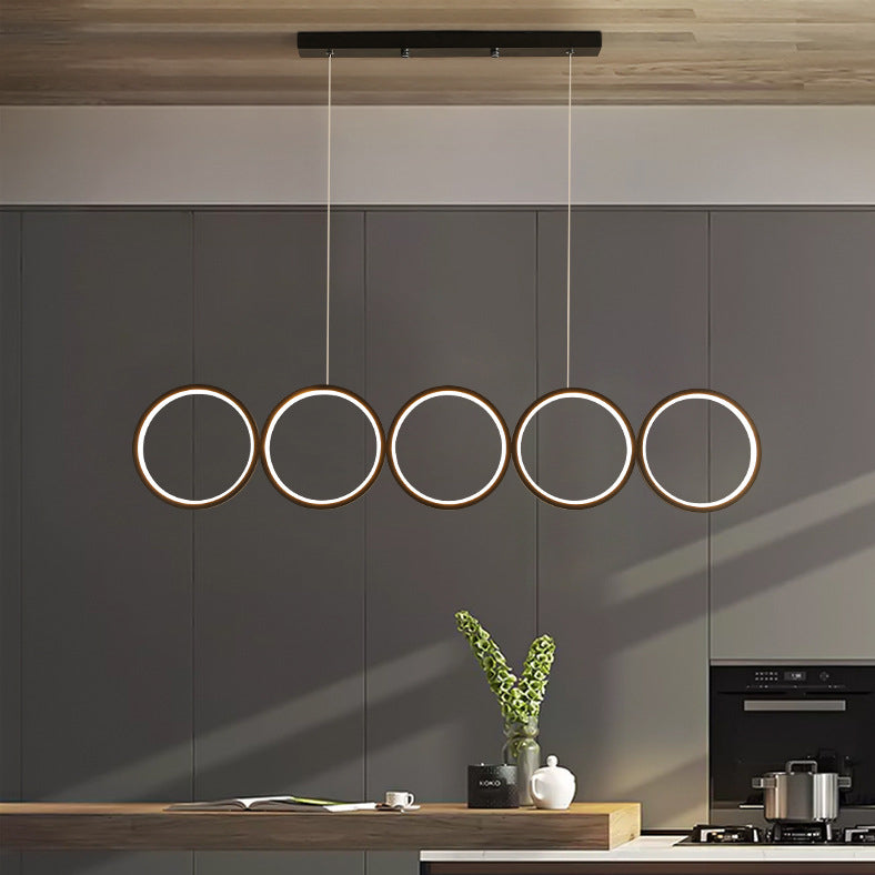 Elegant Nordic Iron & Acrylic 5-Circle LED Chandelier for Modern Spaces
