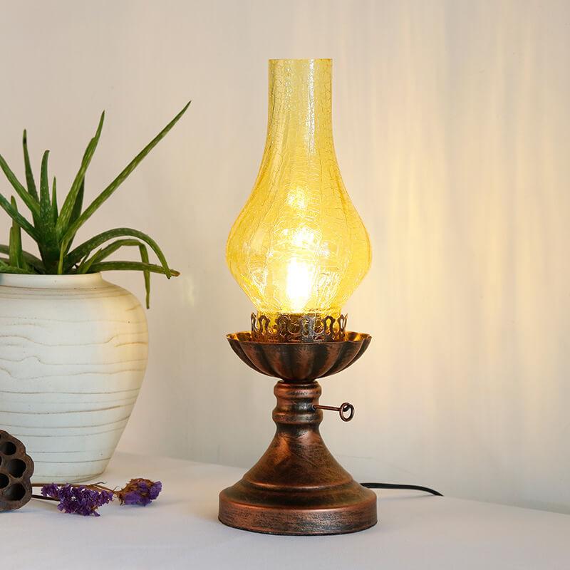 Antique Brass Kerosene Table Lamp - Vintage Light for Home Decor