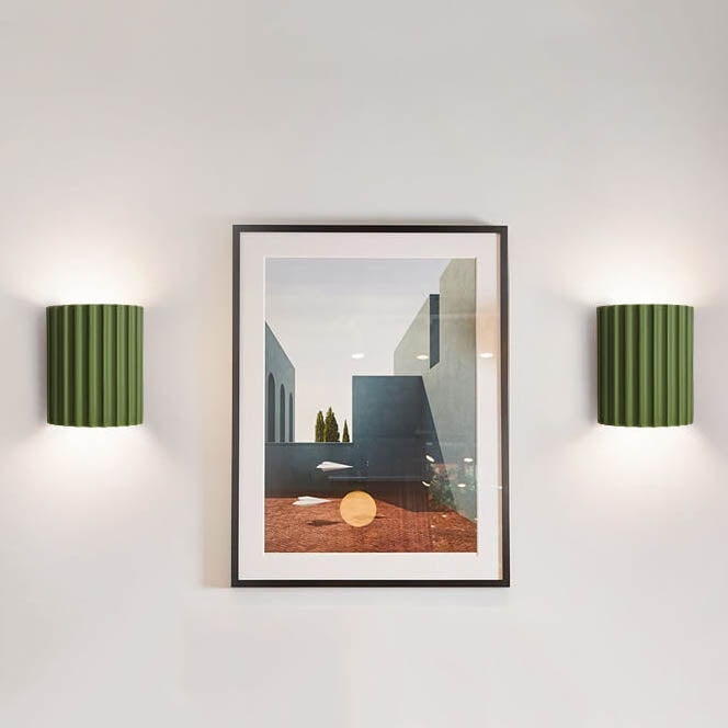 Macaron Pink Resin Striped Half Cylinder Wall Sconce for Contemporary Decor