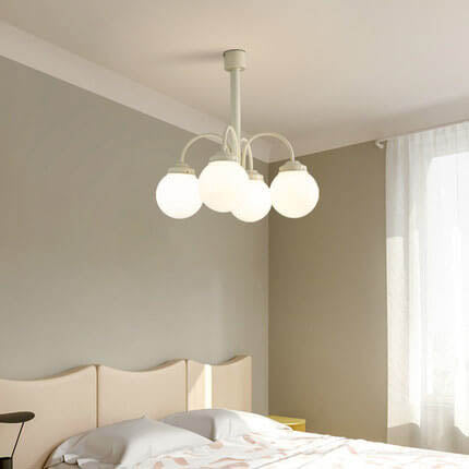 Retro Milky White Glass Orb Chandelier Fixture for Elegant Dining Spaces