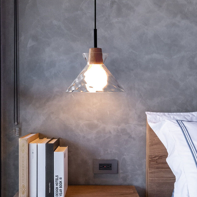 Scandinavian Clear Rippled Glass Pendant Light for Kitchen or Dining Room