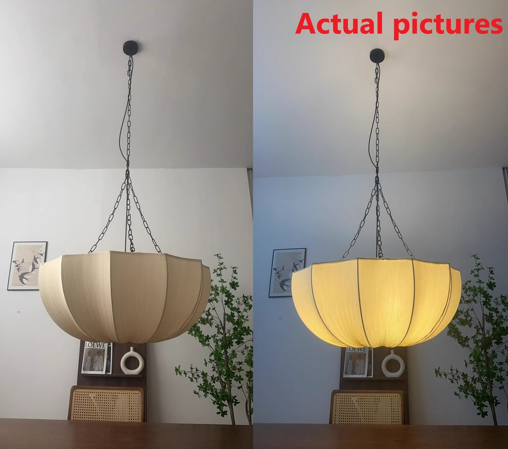 Elegant French Fabric Petal Semi-Circular Iron Chandelier for Dining Room