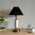 Classic French Fabric and PVC Pleated Table Lamp for Bedroom Décor