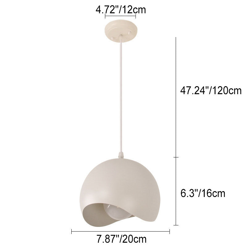 Contemporary Nordic Solid Color Iron Round Dome 1/3 Light Island Light Chandelier For Living Room & Dining Room