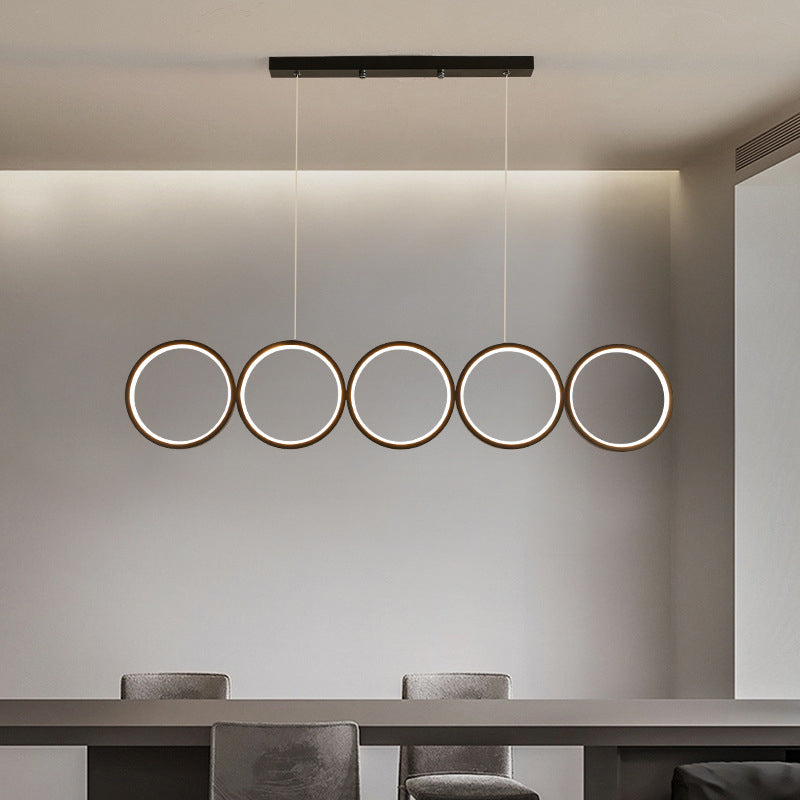Elegant Nordic Iron & Acrylic 5-Circle LED Chandelier for Modern Spaces