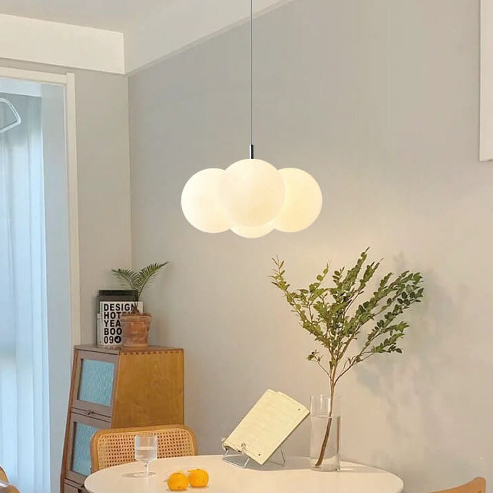 Scandinavian White Bubble Acrylic 4/8 Light Chandelier for Living Room