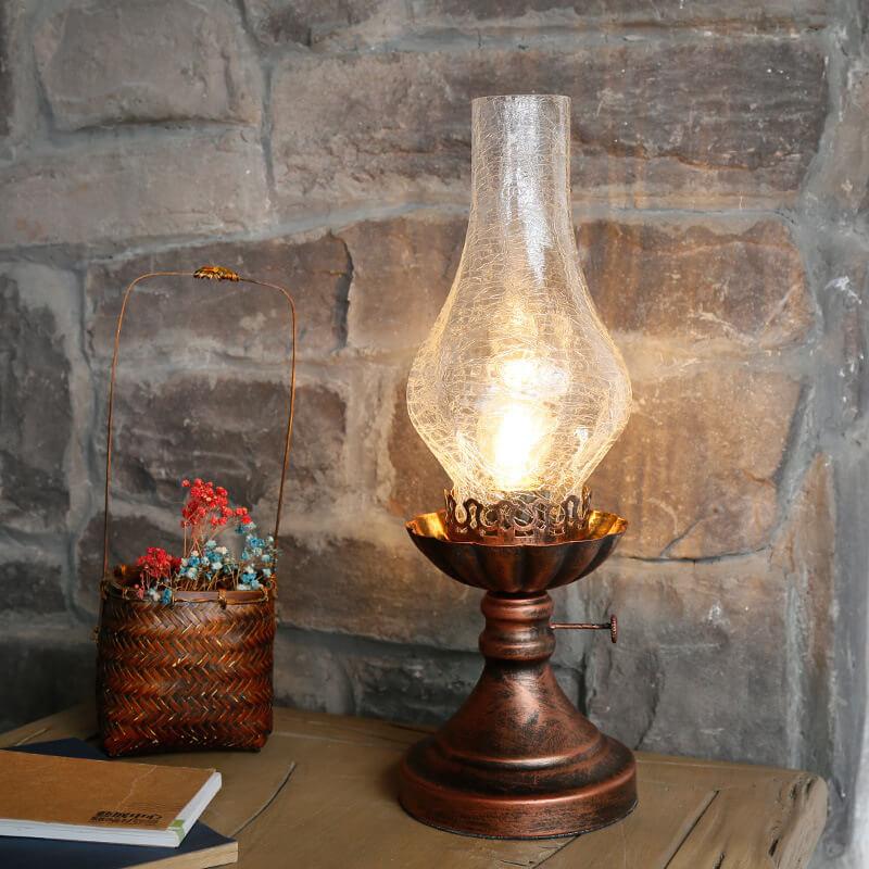 Antique Brass Kerosene Table Lamp - Vintage Light for Home Decor